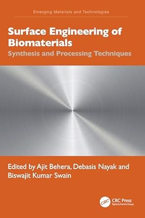 Surface Engineering of Biomaterials Synthesis and Processing Techniques 1st Edition By Ajit Behera,