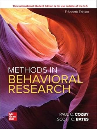 Methods in Behavioral Research 15th Edition By Paul Cozby
